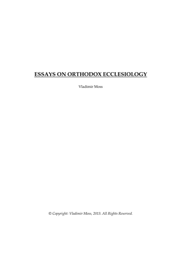 Essays on Orthodox Ecclesiology