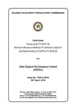 Tariff Order of F.Y. 2019-20