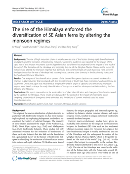 The Rise of the Himalaya Enforced the Diversification of SE Asian Ferns By