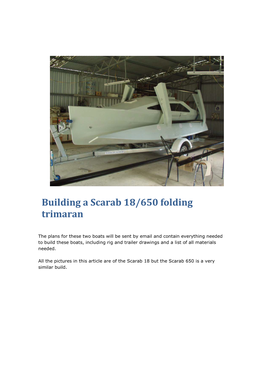 Building a Scarab 18/650 Folding Trimaran