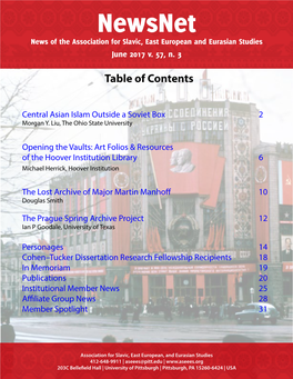 Newsnet News of the Association for Slavic, East European and Eurasian Studies June 2017 V