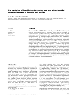 The Evolution of Inquilinism, Host-Plant Use and Mitochondrial Substitution Rates in Tamalia Gall Aphids