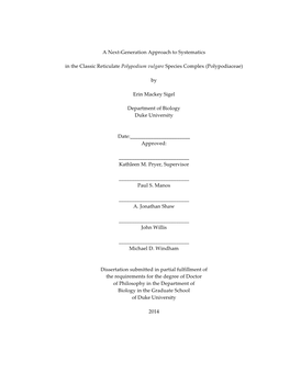 Generation Approach to Systematics in the Classic Reticulate Polypodium Vulgare Species Complex (Polypodiaceae)