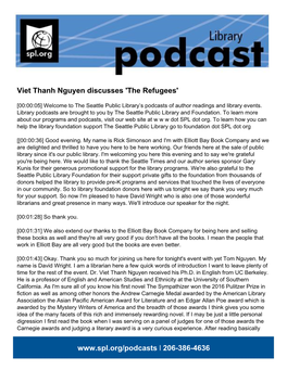 Viet Thanh Nguyen Discusses 'The Refugees'