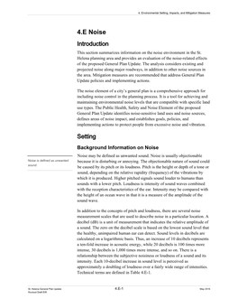 4.E Noise Introduction This Section Summarizes Information on the Noise Environment in the St