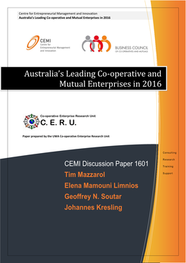 Australia's Leading Co-Operative and Mutual Enterprises in 2016