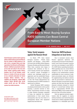 Buying Surplus NATO Systems Can Boost Central European Member Nations