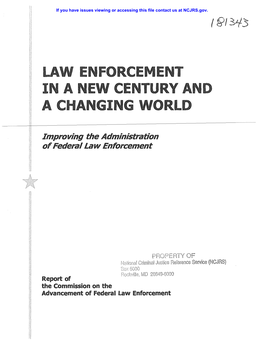 Report to the Commission on the Advancement of Federal Law Enforcement