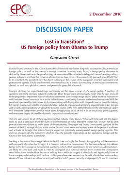 Lost in Transition? US Foreign Policy from Obama to Trump