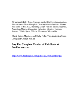 Black Saints,Mystics, and Holy Folk (The Ancient African Liturgical Church Vol