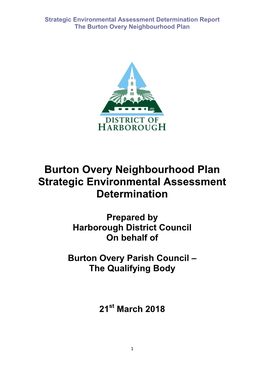 Burton Overy Neighbourhood Plan Strategic Environmental Assessment Determination