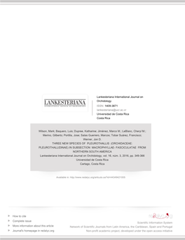 IN SUBSECTION MACROPHYLLAE- FASCICULATAE from NORTHERN SOUTH AMERICA Lankesteriana International Journal on Orchidology, Vol