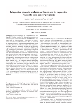 Integrative Genomic Analyses on Ikaros and Its Expression Related to Solid Cancer Prognosis