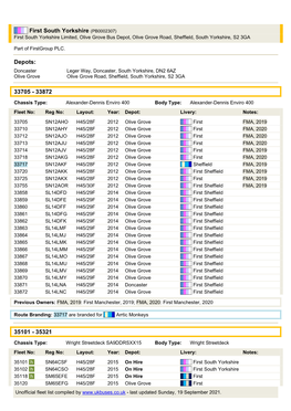 First South Yorkshire (PB0002307) Depots: 33705