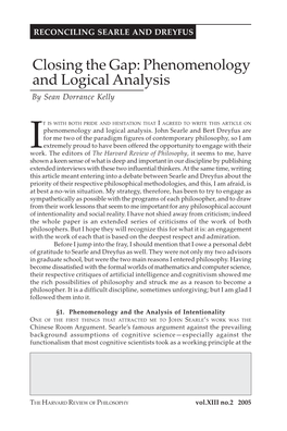 Closing the Gap: Phenomenology and Logical Analysis by Sean Dorrance Kelly