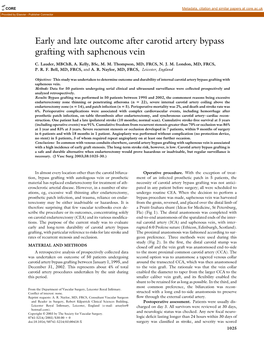 Early and Late Outcome After Carotid Artery Bypass Grafting with Saphenous Vein