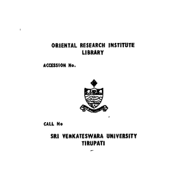 Sri Vehkateswara University Tirupati Sambodhi