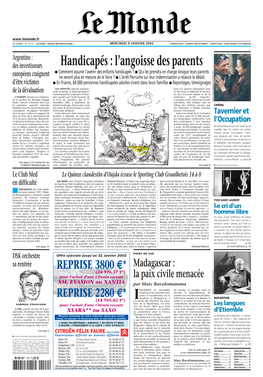 LE MONDE/PAGES&lt;UNE&gt;