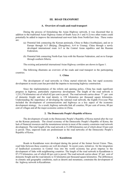 III. ROAD TRANSPORT A. Overview of Roads and Road Transport