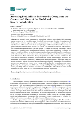 Assessing Probabilistic Inference by Comparing the Generalized Mean of the Model and Source Probabilities