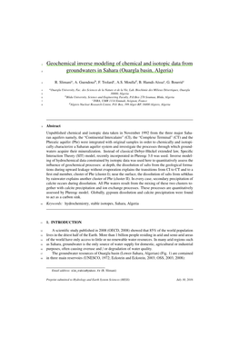 Geochemical Inverse Modeling of Chemical and Isotopic Data from Groundwaters in Sahara