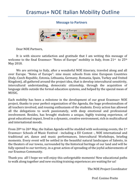 Erasmus+ NOE Italian Mobility Outline