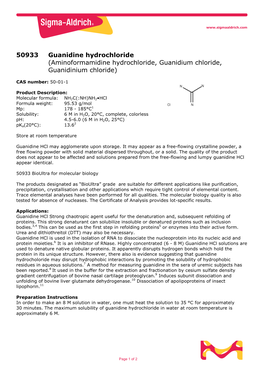 50933 Guanidine Hydrochloride (Aminoformamidine Hydrochloride, Guanidium Chloride, Guanidinium Chloride)