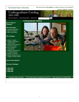 Cleveland State University Undergraduate Catalog 2005