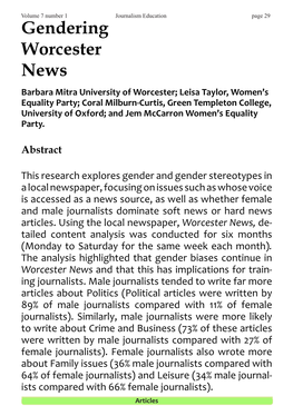 Gendering Worcester News