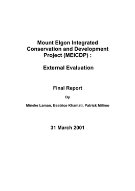 Mount Elgon Integrated Conservation and Development Project:, External