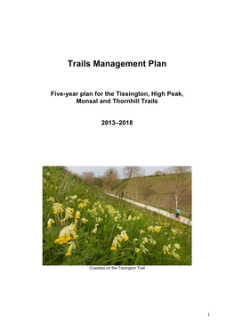 Five-Year Plan for the Tissington, High Peak, Monsal and Thornhill Trails