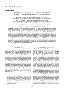 Distribution of Mosquitoes and Mosquito-Borne Viruses Along the China-Myanmar Border in Yunnan Province