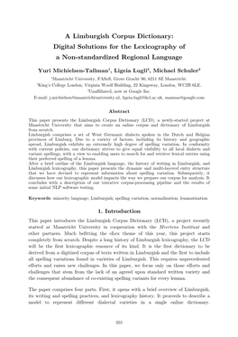 A Limburgish Corpus Dictionary: Digital Solutions for the Lexicography of a Non-Standardized Regional Language