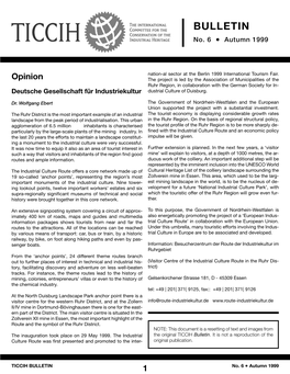 Bulletin 6 – Autumn 1999