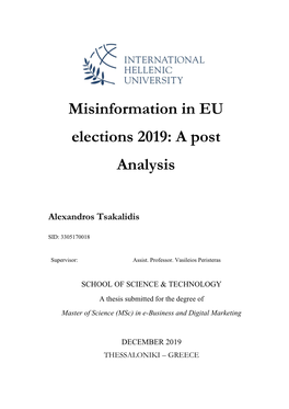 Misinformation in EU Elections 2019: a Post Analysis