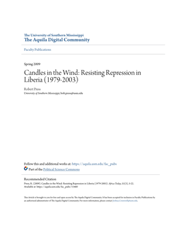 Resisting Repression in Liberia (1979-2003) Robert Press University of Southern Mississippi, Bob.Press@Usm.Edu