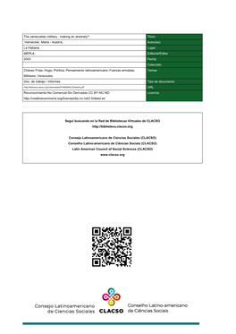 The Venezuelan Military : Making an Anomaly? Titulo Harnecker, Marta