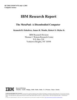 IBM Research Report the Metapad