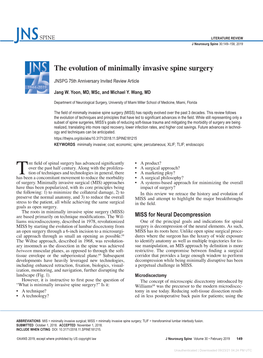 The Evolution of Minimally Invasive Spine Surgery