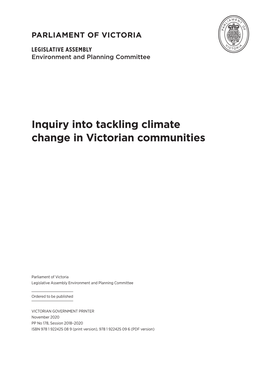 Inquiry Into Tackling Climate Change in Victorian Communities