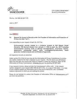 City of Vancouver; and 4) Detailed Reasons Or Grounds on Which You Are Seeking T He Review