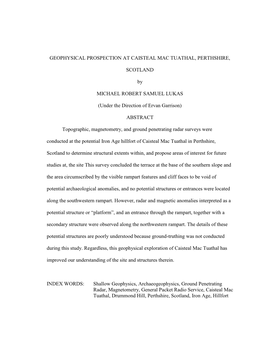 Geophysical Prospection at Caisteal Mac Tuathal, Perthshire