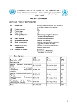 Afghanistan LDCF Prodoc