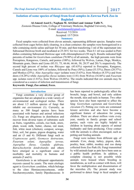 The Iraqi Journal of Veterinary Medicine, 41(1):34-37. 2017