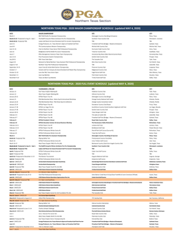 NORTHERN TEXAS PGA - 2020 MAJOR CHAMPIONSHIP SCHEDULE (Updated MAY 4, 2020)