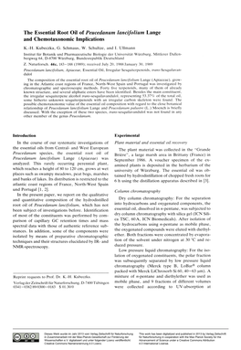 The Essential Root Oil of Peucedanum Lancifolium Lange and Chemotaxonomic Implications