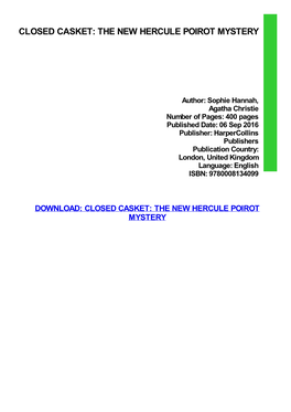 {Dоwnlоаd/Rеаd PDF Bооk} Closed Casket: the New Hercule Poirot