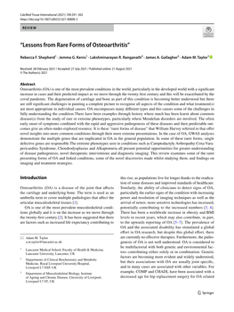 “Lessons from Rare Forms of Osteoarthritis”