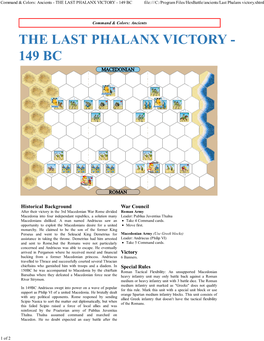 Ancients - the LAST PHALANX VICTORY - 149 BC File:///C:/Program Files/Hexbattle/Ancients/Last Phalanx Victory.Xhtml