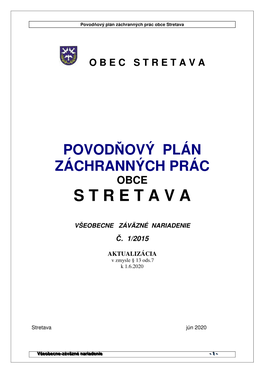 Obecstretava Povodňový Plán Záchranných Prác Obce Stretava